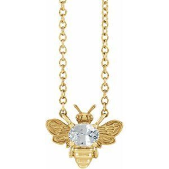 Kazi Luxury 14K Yellow Gold Natural White Sapphire Bee 16